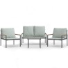 Salon de jardin avec coussins 4 pcs anthracite acier 
