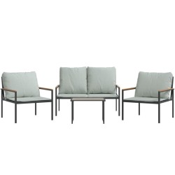 Salon de jardin avec coussins 4 pcs anthracite acier 