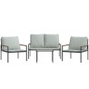 Salon de jardin avec coussins 4 pcs anthracite acier 