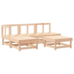 Salon de jardin 5 pcs avec coussins bois massif 