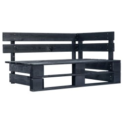 Salon de jardin palette 4pcs avec coussins Pin imprégné de noir 