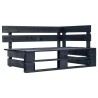 Salon de jardin palette 4pcs avec coussins Pin imprégné de noir 