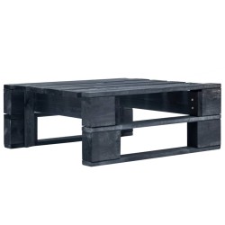 Salon de jardin palette 4pcs avec coussins Pin imprégné de noir 