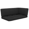 Salon de jardin palette 4pcs avec coussins Pin imprégné de noir 