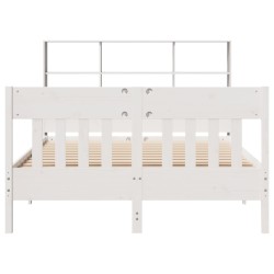 Cadre de lit sans matelas blanc 120x200 cm bois de pin massif 