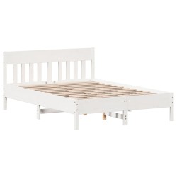 Cadre de lit sans matelas blanc 120x200 cm bois de pin massif 