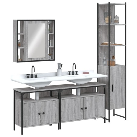 Ensemble d'armoires de salle de bain 4 pcs sonoma gris 