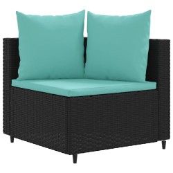 Salon de jardin 5 pcs avec coussins noir résine tressée 
