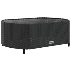Salon de jardin 5 pcs avec coussins noir résine tressée 