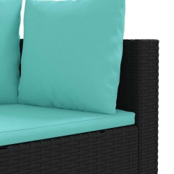 Salon de jardin 5 pcs avec coussins noir résine tressée 