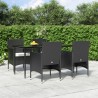 Ensemble à manger de jardin avec coussins 5 pcs Noir 