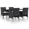 Ensemble à manger de jardin avec coussins 5 pcs Noir 