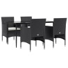 Ensemble à manger de jardin avec coussins 5 pcs Noir 