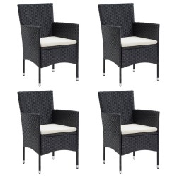 Ensemble à manger de jardin avec coussins 5 pcs Noir 