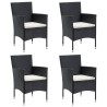 Ensemble à manger de jardin avec coussins 5 pcs Noir 