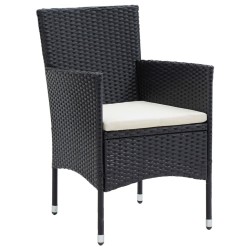 Ensemble à manger de jardin avec coussins 5 pcs Noir 