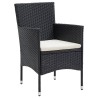 Ensemble à manger de jardin avec coussins 5 pcs Noir 