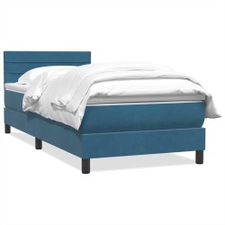 Sommier à lattes de lit et matelas bleu foncé 80x220 cm velours 