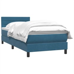Sommier à lattes de lit et matelas bleu foncé 80x220 cm velours 
