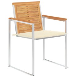Chaises de jardin avec coussins lot de 2 Teck solide et acier 