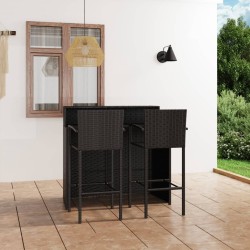 Ensemble de bar de jardin 3 pcs Noir 