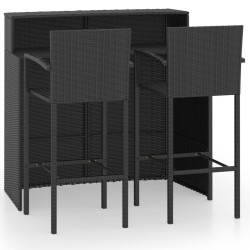 Ensemble de bar de jardin 3 pcs Noir 