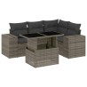 Salon de jardin 5 pcs avec coussins gris résine tressée 