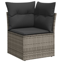 Salon de jardin 5 pcs avec coussins gris résine tressée 