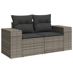 Salon de jardin 5 pcs avec coussins gris résine tressée 