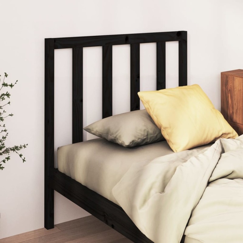 Tête de lit Noir 106x4x100 cm Bois massif de pin Tête de lit Noir 106x4x100 cm Bois massif de pin