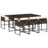 Ensemble à manger de jardin et coussins 7 pcs marron rotin 