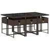 Ensemble à manger de jardin et coussins 7 pcs marron rotin 