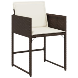 Ensemble à manger de jardin et coussins 7 pcs marron rotin 