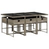 Ensemble à manger de jardin et coussins 7 pcs gris rotin 