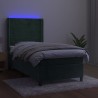 Sommier à lattes de lit et matelas et LED Vert foncé 90x190cm 