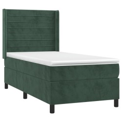 Sommier à lattes de lit et matelas et LED Vert foncé 90x190cm 