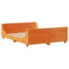 Lit bibliothèque sans matelas cire marron 135x190cm bois massif 