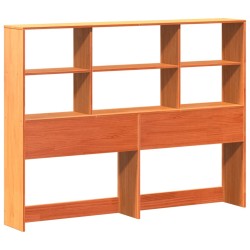 Lit bibliothèque sans matelas cire marron 135x190cm bois massif 