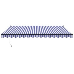 Auvent rétractable bleu et blanc 4,5x3 m tissu et aluminium 