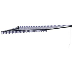 Auvent rétractable bleu et blanc 4,5x3 m tissu et aluminium 