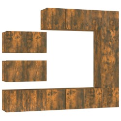 Ensemble de meubles TV 8 pcs Chêne fumé Bois d'ingénierie 