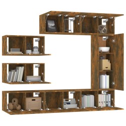 Ensemble de meubles TV 8 pcs Chêne fumé Bois d'ingénierie 