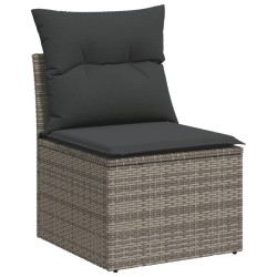Salon de jardin 6 pcs avec coussins gris résine tressée 