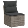 Salon de jardin 6 pcs avec coussins gris résine tressée 