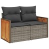 Salon de jardin 6 pcs avec coussins gris résine tressée 
