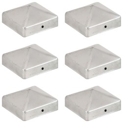 Bouchons de poteau de clôture 6 pcs Métal galvanisé 71x71 mm 
