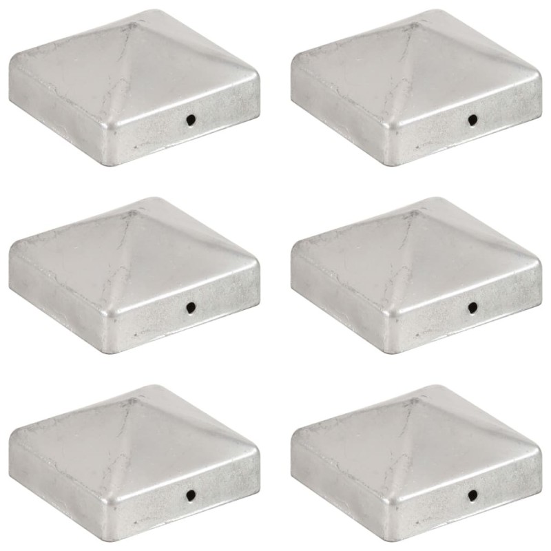 Bouchons de poteau de clôture 6 pcs Métal galvanisé 71x71 mm 