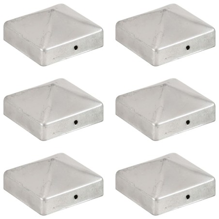 Bouchons de poteau de clôture 6 pcs Métal galvanisé 71x71 mm 