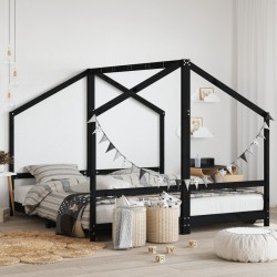 Cadre de lit pour enfants noir 2x(90x190) cm bois de pin massif 
