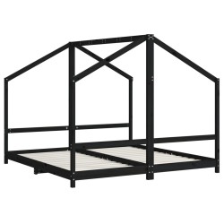 Cadre de lit pour enfants noir 2x(90x190) cm bois de pin massif 